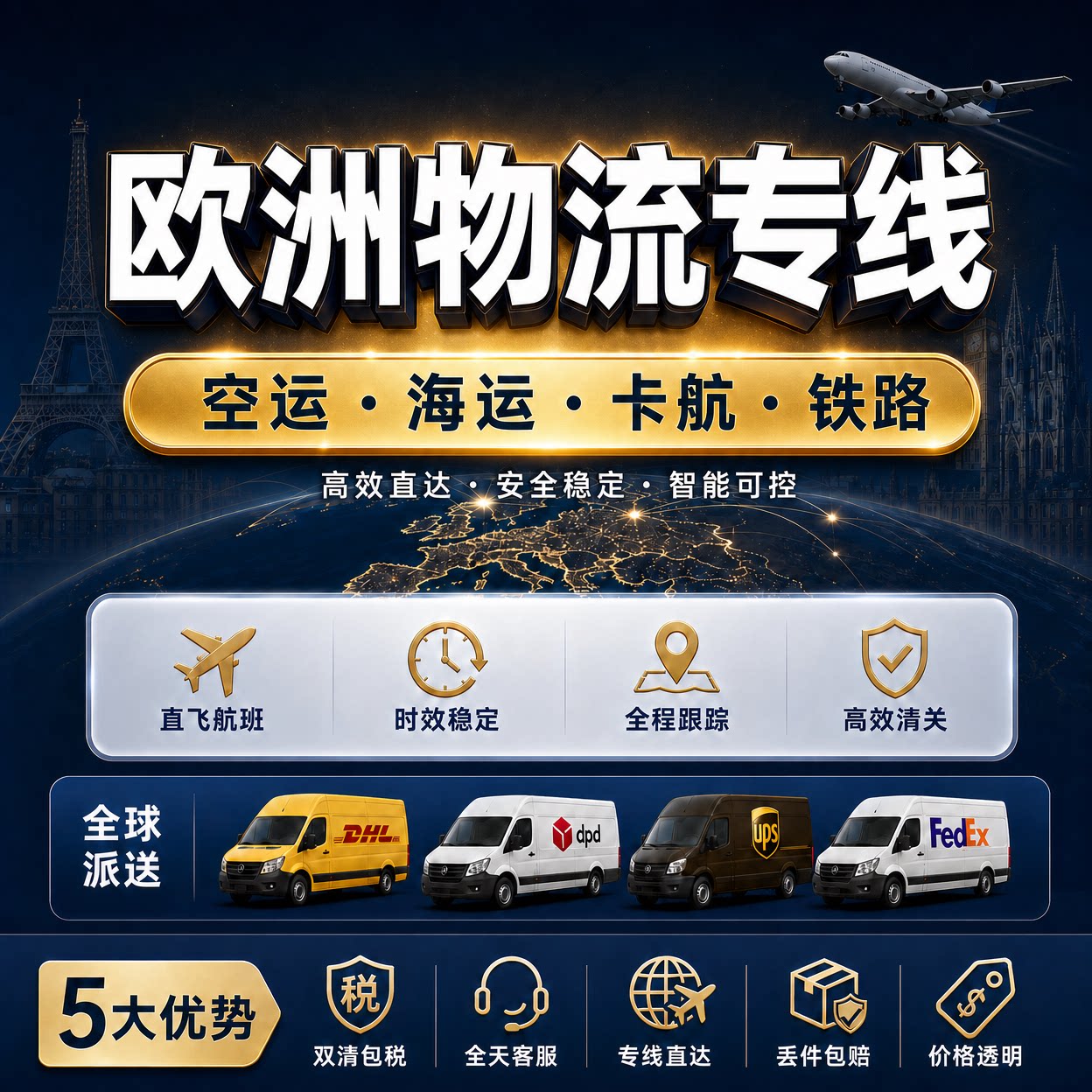国际快递袋转运到英国西班牙德国荷兰意大利卡航海运空运铁运集运