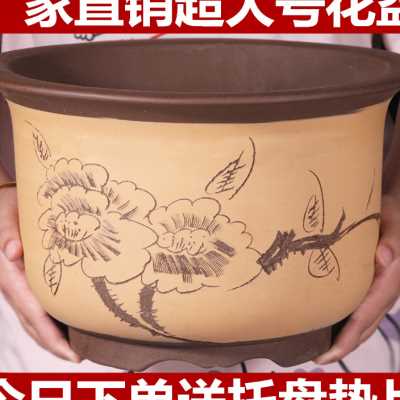 紫砂花盆特价陶瓷大号清仓种树特大号发财树绿萝专用花盆陶瓷包邮