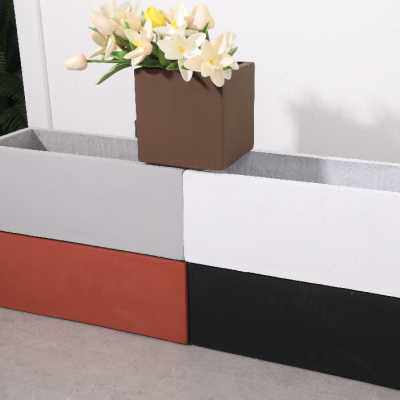北欧长方形镁水泥花盆创意特大环保绿萝家用隔断围栏墙花器槽定制