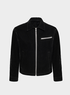 TRIPLE BLACK 黑丝绒丹宁夹克 Excella拉链翻领薄外套