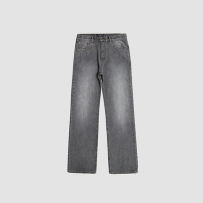 康龙水洗烟灰色牛仔裤
