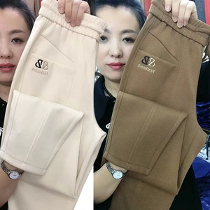 春秋空气棉休闲防风裤加厚百搭柔软直筒裤高腰显瘦遮肉女士哈伦裤