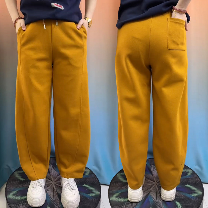 2026新款休闲长裤女士大码高腰抽绳显瘦洋气百搭直筒阔腿弯刀长裤 - 个性旋律欧货女装出品