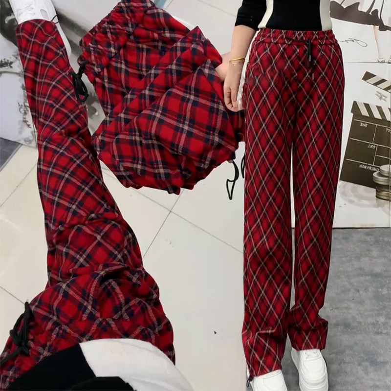 冬季加绒加厚格子休闲裤女高腰防寒保暖洋气显瘦百搭直筒两穿长裤,女装/女士精品,休闲裤,淘宝优惠券,粉丝福利购,淘宝优惠卷