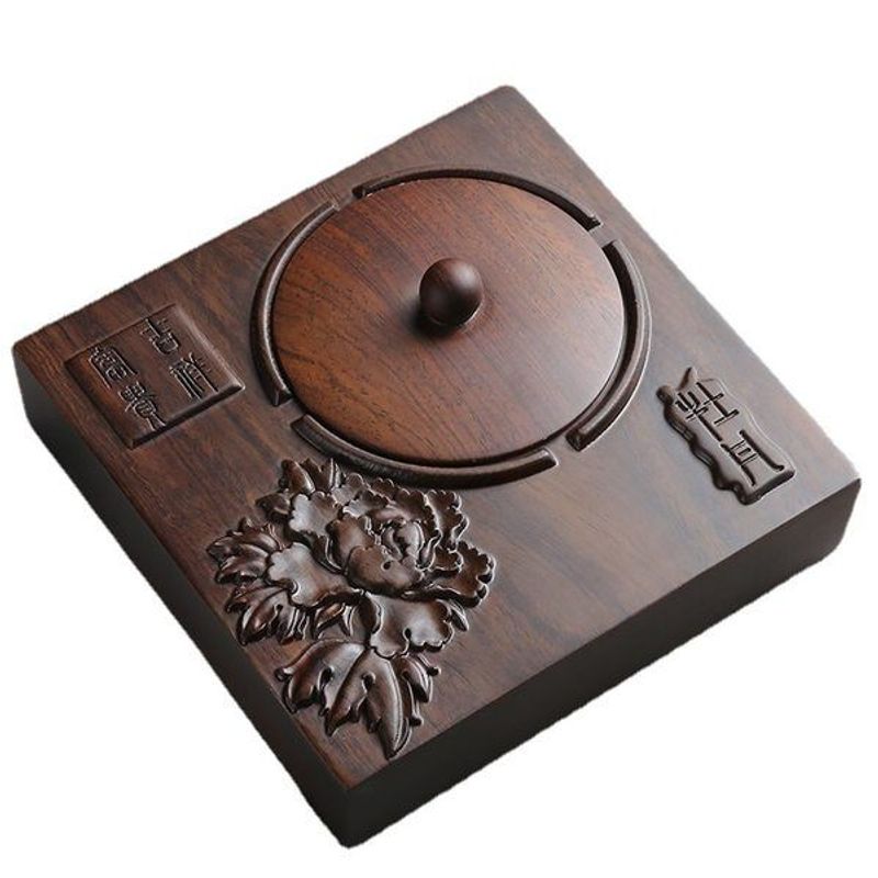 黑檀实木带盖烟灰缸创意个性潮流