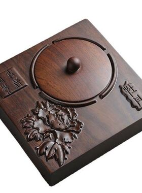 黑檀实木带盖烟灰缸创意个性潮流