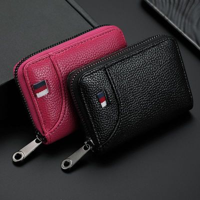 卡包真软皮质感多卡位证件位防消磁大容量银行卡简约小巧女卡套夹