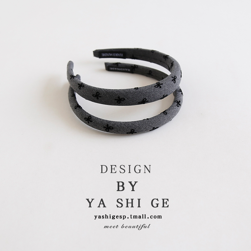 高级灰色蝴蝶结发箍发饰细款发卡