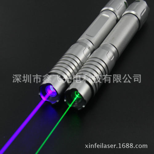 齐影银色蓝光手电绿光激光手电铝合金绿色激光灯大功率激光教鞭笔