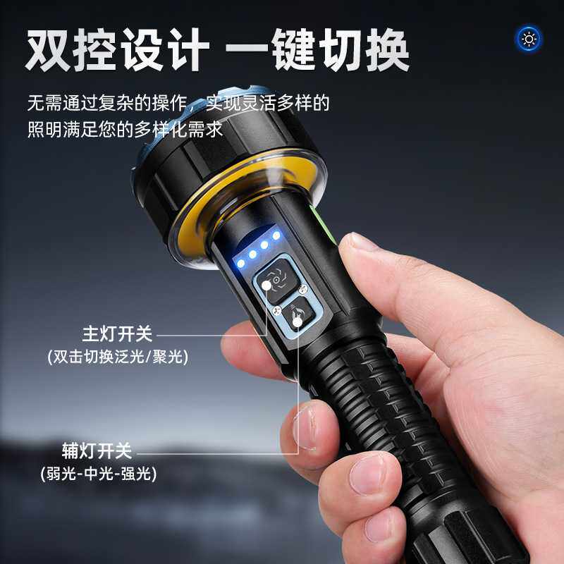 新款多功能露营灯手电筒强光九灯超亮COB氛围灯快充大容量长续航