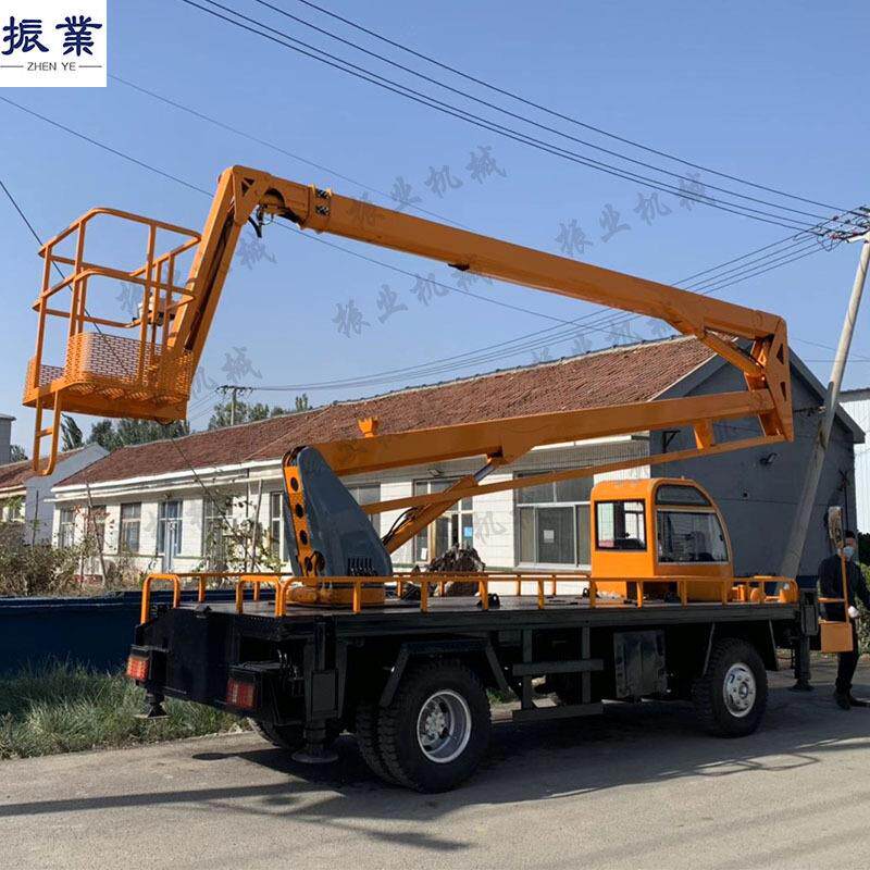 超 大作作业半径曲臂式高空业 360°持车续旋转汽车底盘升降平台