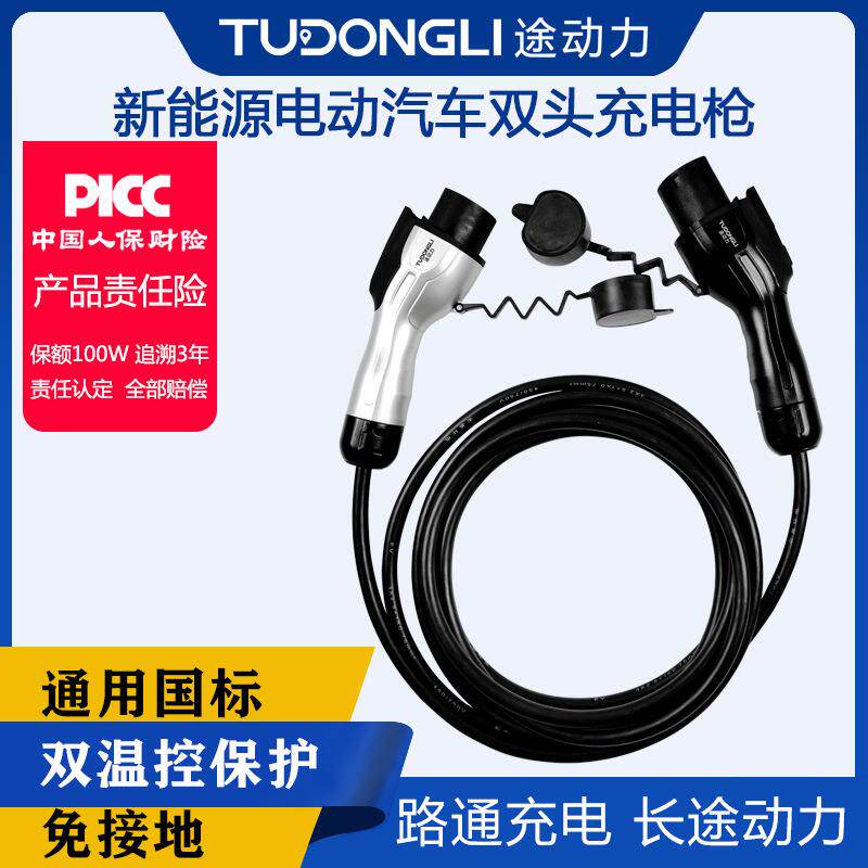 新能源电动汽车双头充电器枪家用随车便携式免接地线16A/2A