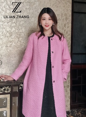 LILIAN ZHANG定制-樱花花语-轻奢简约羊毛休闲款大衣外套 2206002