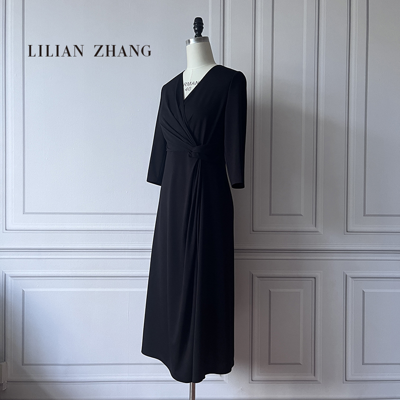 旋褶结自然LILIANZHANG连衣裙