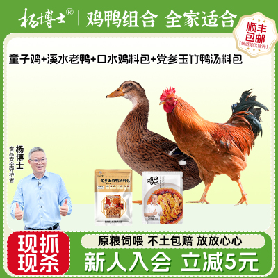 杨博士童子鸡溪水河鸭老鸭组合皖南散养新鲜整只土鸡土鸭生鲜食材