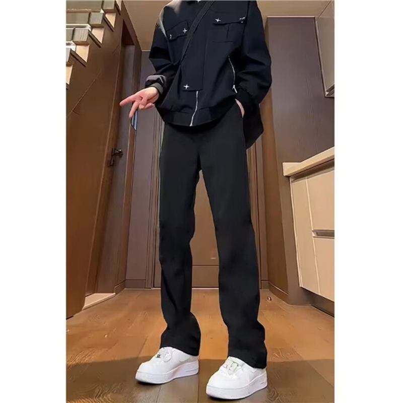 cleanfit黑色百搭牛仔裤男款春秋弹力修身裤子美式高街窄版直筒裤