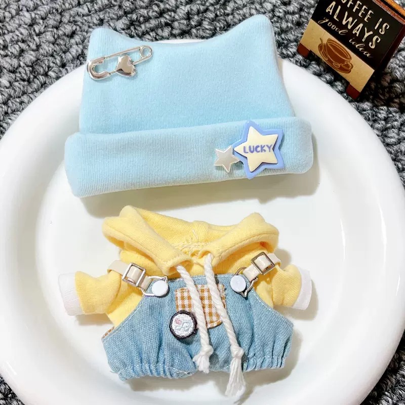 10cm娃衣背带裤棉花娃娃玩偶正常体衣服海星体娃衣宝宝服可爱超萌