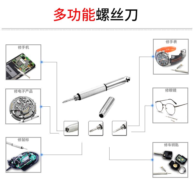 迷你螺丝刀一字十字内六角套筒改锥拆眼镜遥控器手表一把小起子