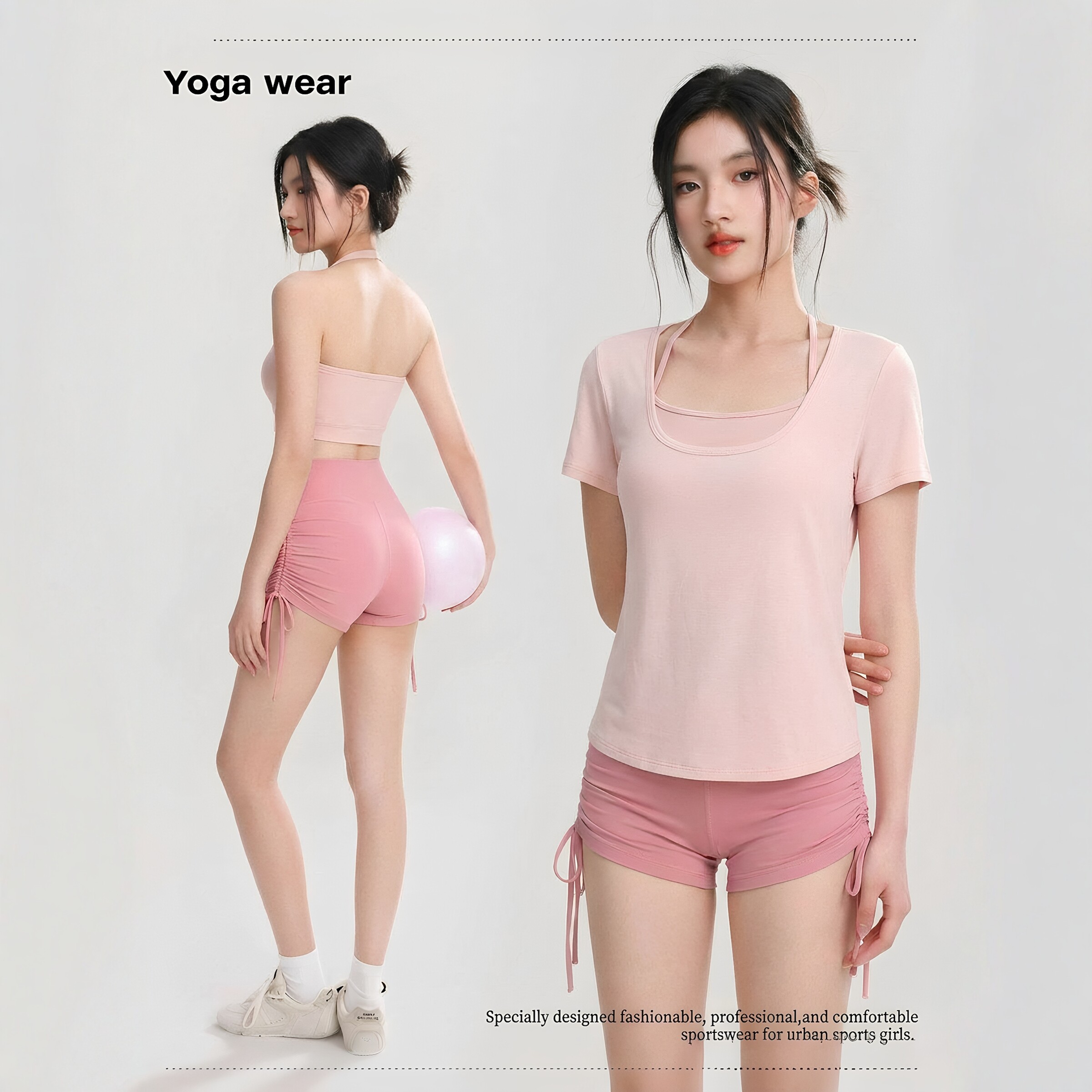 女夏薄款带胸垫瑜伽普拉提训练服图片