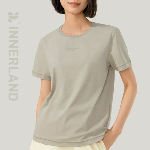 INNERLAND圆领正肩休闲短袖棉T恤
