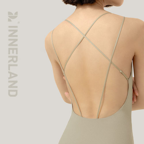 INNERLAND连体式细肩带美背泳衣