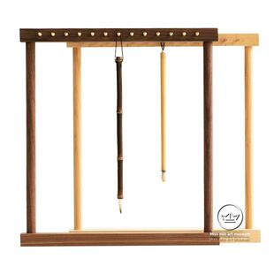 毛笔笔架黄铜胡桃木笔架展示柜储物架珠宝笔架毛笔悬挂闵小姐艺术