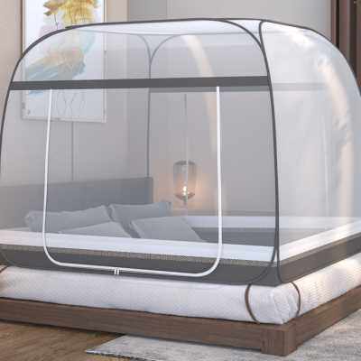 方顶蒙古包蚊帐家用免安装卧室儿童防摔加密加厚帐纱双人拉链帐篷