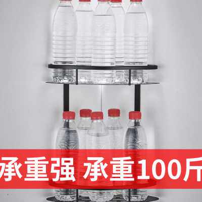 浴室三角架子免打孔黑色太空铝扇形收纳网篮卫浴挂件卫生间置物架