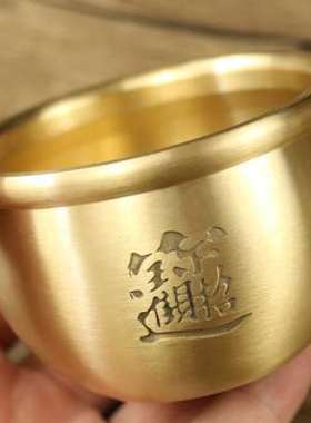 铜缸摆件纯铜聚宝盆小铜缸百福缸心经缸办公室客厅创意家居装饰品