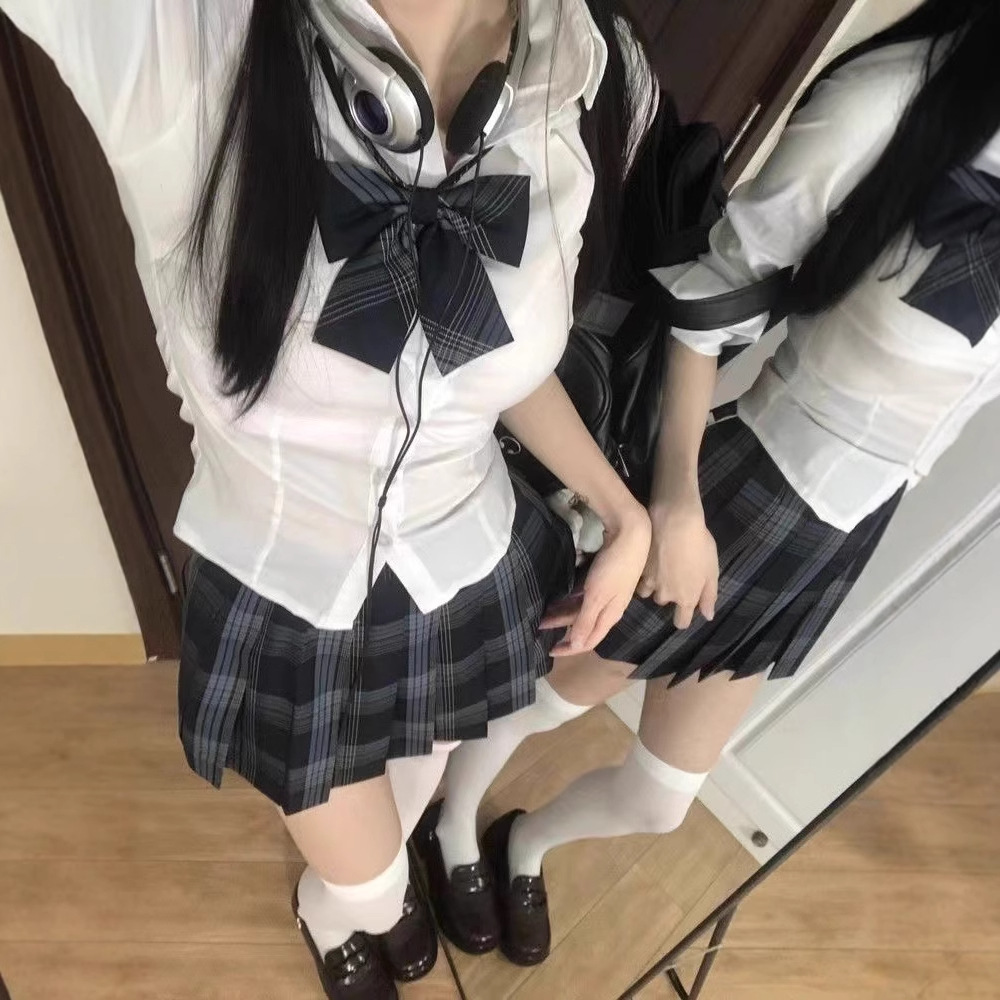 原创JK制服裙小田绫裙正版高腰百褶半身裙女校供感狗短格裙春夏