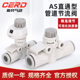 气管带刻度管道型调速阀节流阀接头AS1002F/2052F/3002F-04A/06A