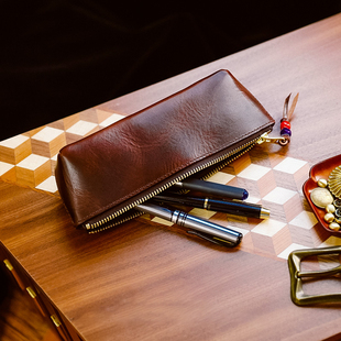 金金兔复古文艺植鞣皮手工真皮质感笔袋大容量笔套铅笔钢笔收纳袋