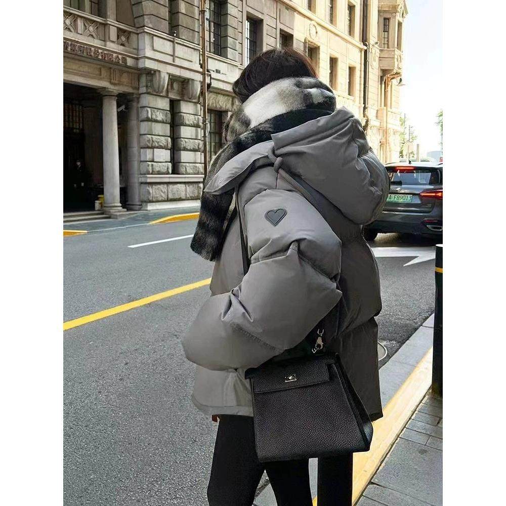 灰色爱心棉袄女潮ins冬季20棉衣/棉服