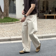 马克斯星球 春秋季美式复古浅色弯刀牛仔裤男生休闲简约宽松长裤