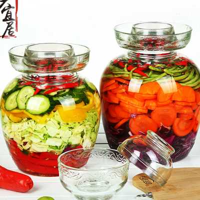 六宜居 加厚四川泡菜坛子密封玻璃透明腌制罐腌菜坛子咸菜缸家用