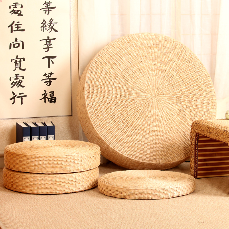 坐垫团蒲草编蒲团手工编织瑜伽茶室榻榻米垫加厚地垫书房飘窗台