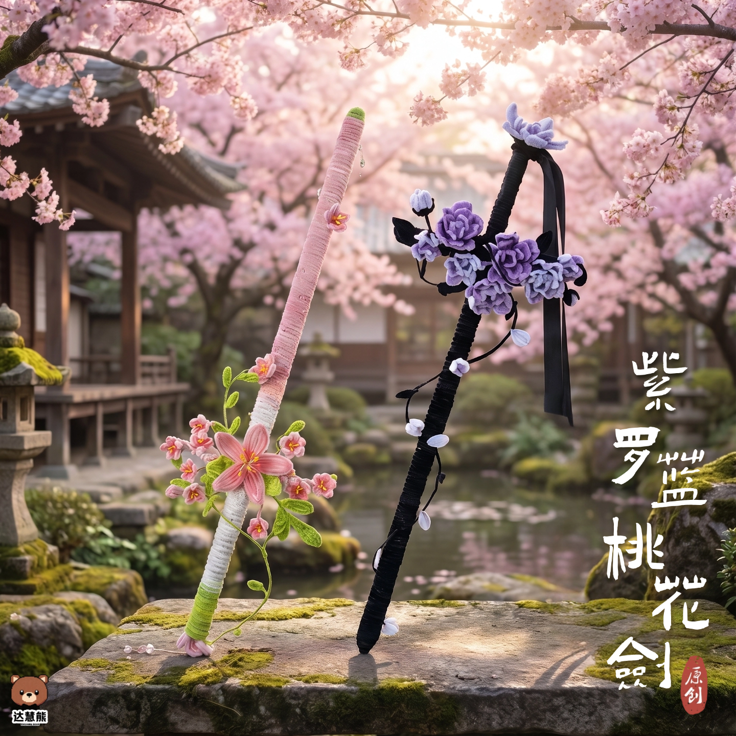 新款紫罗兰桃花剑扭扭棒手工diy材料包氛围感拍照道具送闺蜜礼物