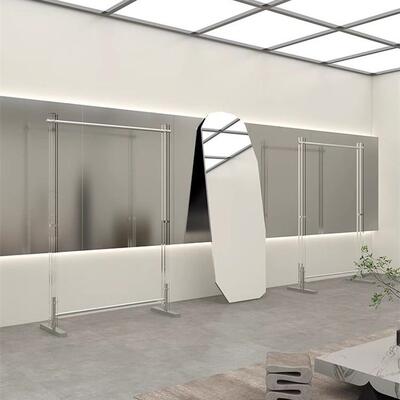 女装店亚克力展式架陈架JB-21024示落地中岛列架不锈钢衣架侧挂服
