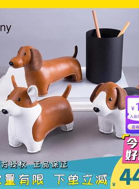 Zuny生肖狗礼物台湾手工动物皮玩偶家居摆件书房玄关柴犬柯基腊肠