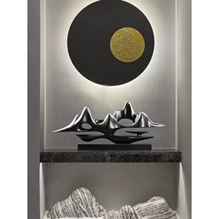 新中式客厅雕塑桌面会所装饰摆件样板间酒店高端玄关假山软装摆设