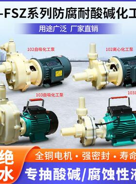 FS/FSZ化工泵耐腐蚀耐酸碱工程塑料泵抽海水离心泵自吸泵防腐泵