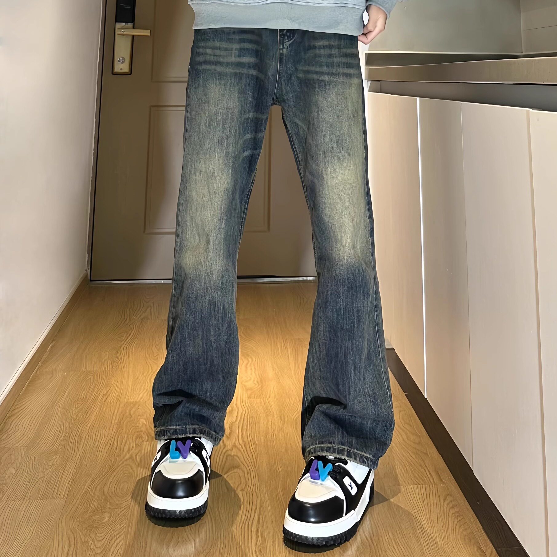 Yfffad美式复古水洗牛仔裤