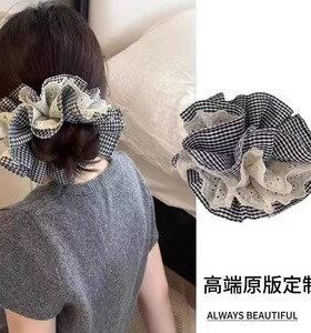 女ins高级感超发绳头花蕾丝发圈