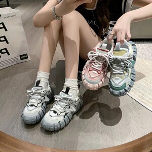 回力瑞厚底轮胎鞋2024春秋季新款女巴黎老爹鞋休闲丑萌炸街坦克鞋
