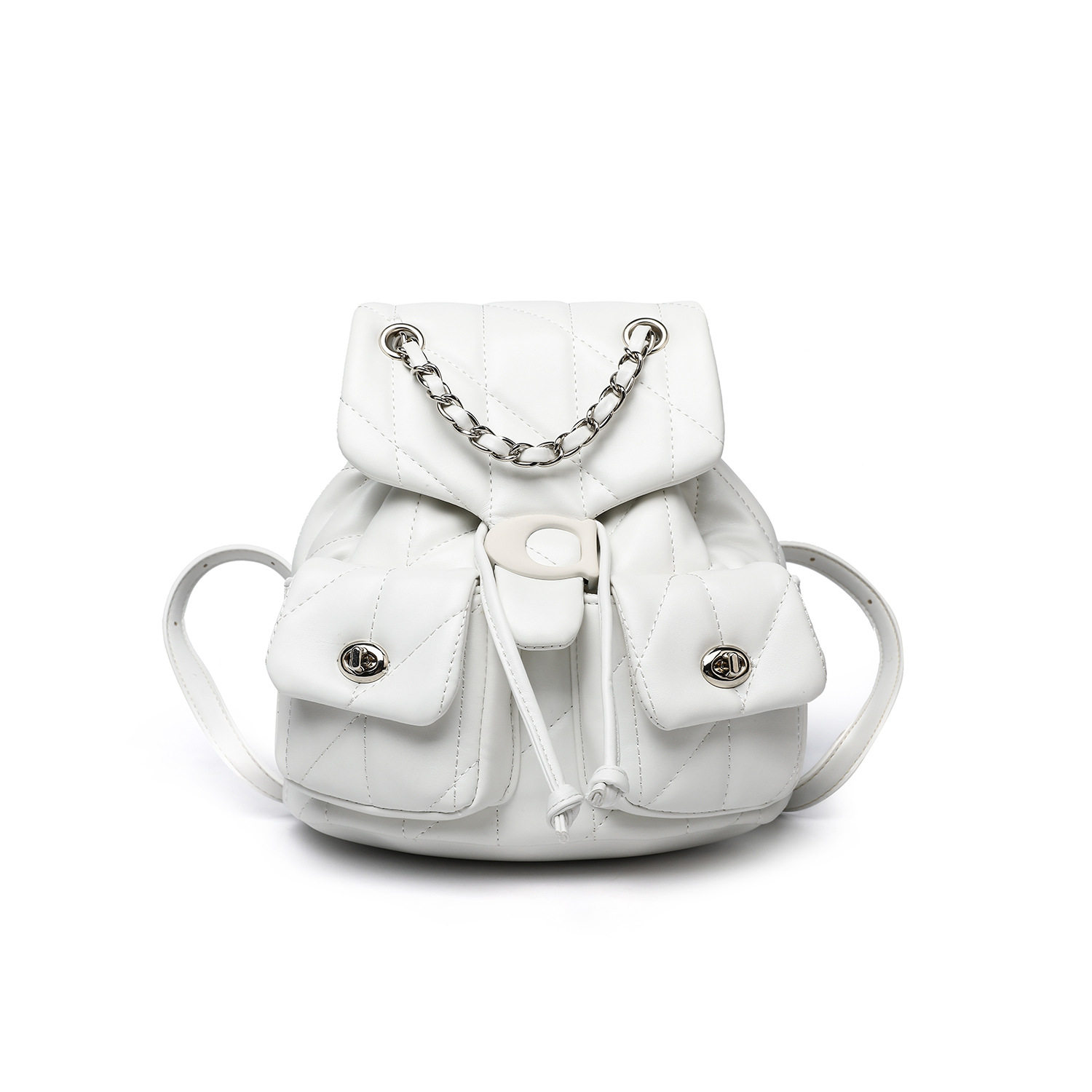 2025新款小香风双肩包包经典菱格抽绳小背包学生书包链条双肩包