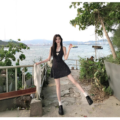 夏季法式纯欲假两件碎花连衣裙