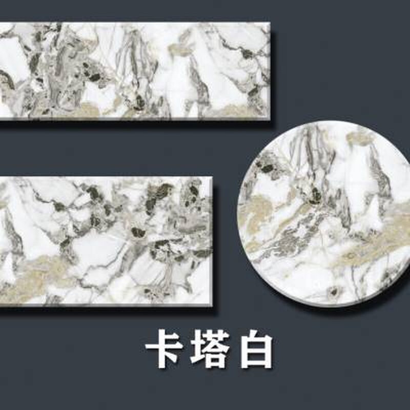 新款圆形方形大理石台面定制寒江雪白色绿色茶几面餐桌吧人造台面