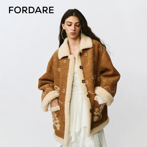 FORDARE/福蝶25秋冬刺绣蝴蝶结环保皮草