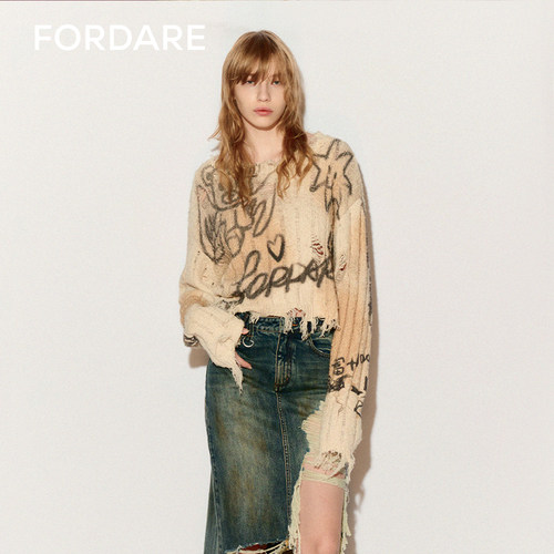 FORDARE套头涂鸦套头毛衫