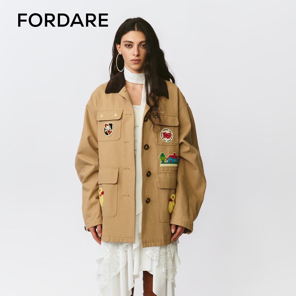 FORDARE/福蝶25秋冬贴标斜纹棉工装夹克外套